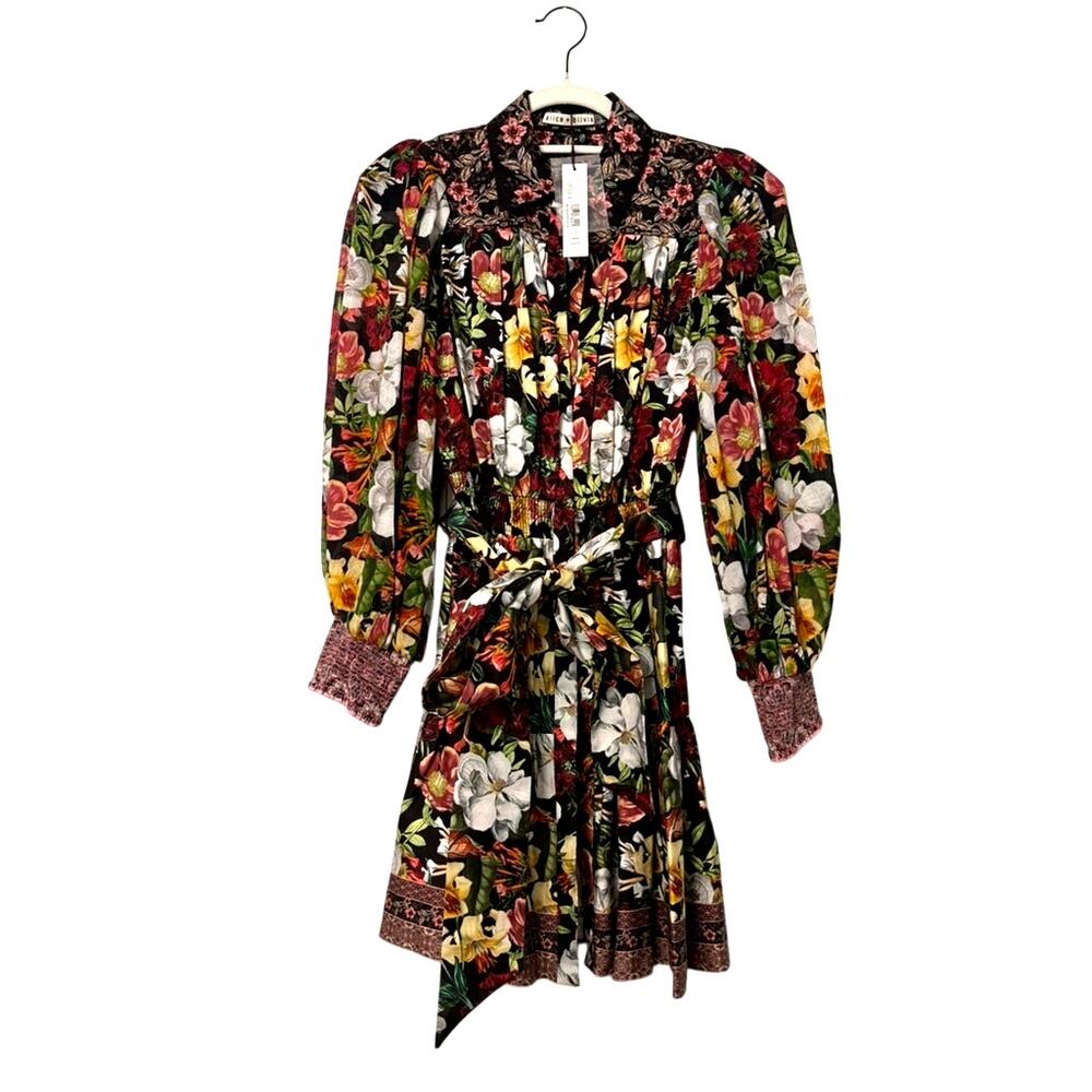 ALICE + OLIVIA | Tiffie Puff Sleeve Mini Shirt Dress | US 0